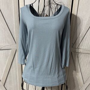 NWT- Dusty Blue Quarter Sleeve Top Size L